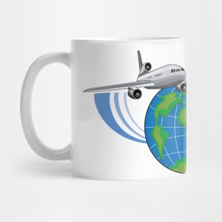 Commercial Jet Around World Retro Mug